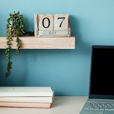 Wooden Date Blocks for Desk Decor, Rustic Style, 5 x 4 In