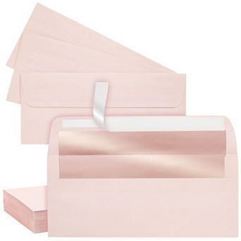 50-pack #10 Blush Pink Envelopes With Rose Gold Foil Lining, 4-1/8x9-1/2 In