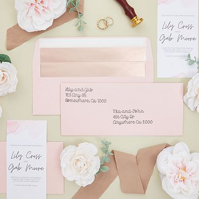 50-pack #10 Blush Pink Envelopes With Rose Gold Foil Lining, 4-1/8x9-1/2 In