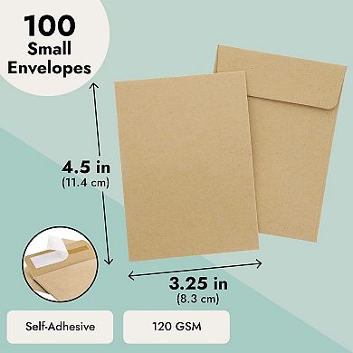 100 Pack Small Seed Saving Envelopes, Bulk Blank Paper Coin Packets 4.5x3.25