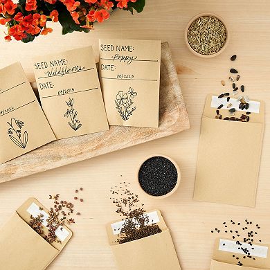 100 Pack Small Seed Saving Envelopes, Bulk Blank Paper Coin Packets 4.5x3.25