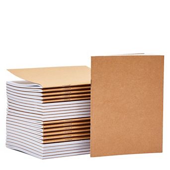 24 Pack Blank Notebooks Bulk, Kraft Paper Material Sketchbook for Kids, Small Travel Journals for Students, Office Supplies (4 x 5.5 In)