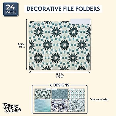24 Pack Decorative File Folders for Home, Office, School, Bulk Pack, Letter Size