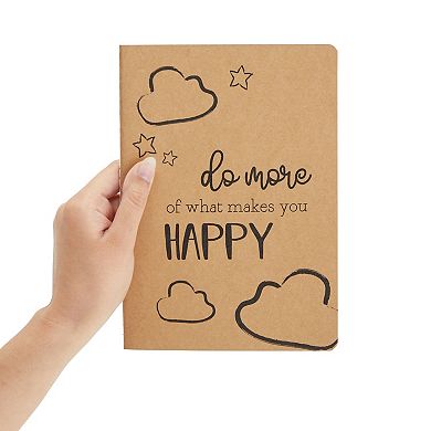 Motivational Kraft Paper Notebooks in Happy Theme, A5 Lined Journals, 5x8 In