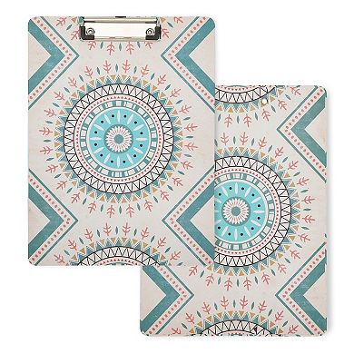 6 Pack Clipboards with Low Profile Clip and Hook, 6 Boho Style Designs, 9x12 In