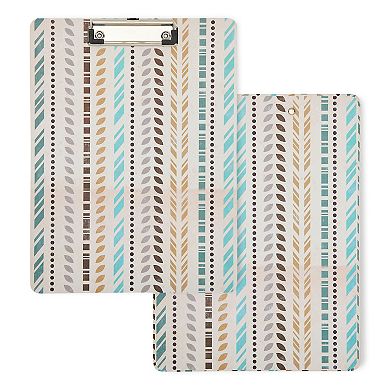 6 Pack Clipboards with Low Profile Clip and Hook, 6 Boho Style Designs, 9x12 In