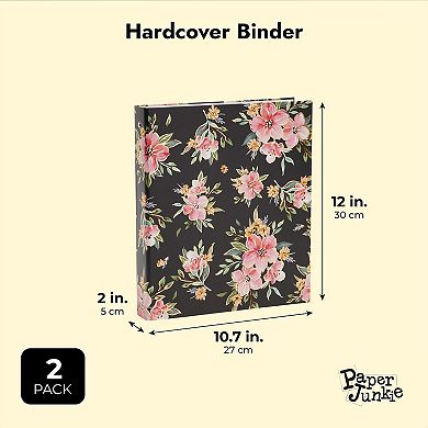 2 Pack Colorful Floral 3 Ring Binder with 1.5 Inch Rings, Decorative File Folder for Office Supplies, Planner, Portfolio, 250 Sheet Capacity (11.5 x 10.5 In)