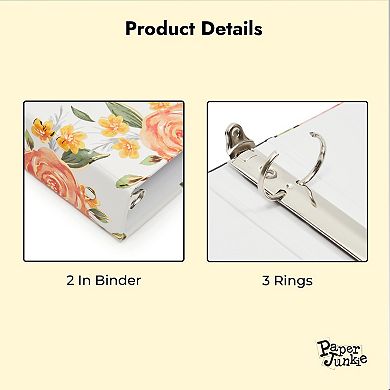 2 Pack Colorful Floral 3 Ring Binder with 1.5 Inch Rings, Decorative File Folder for Office Supplies, Planner, Portfolio, 250 Sheet Capacity (11.5 x 10.5 In)