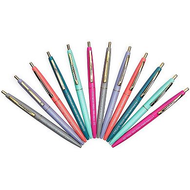 Ballpoint Pens with Inspirational Quotes (6 Colors, 12 Pack)