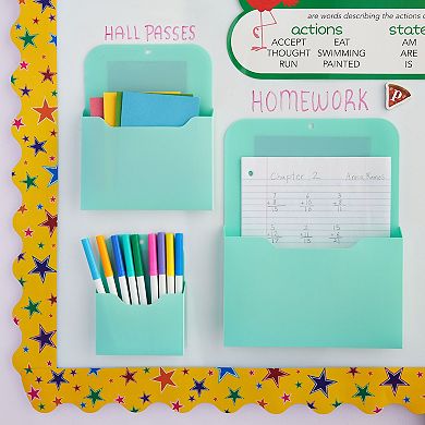 3 Piece Magnetic File Holder for Refrigerator, Organizer for Mail, Teal, 3 Sizes