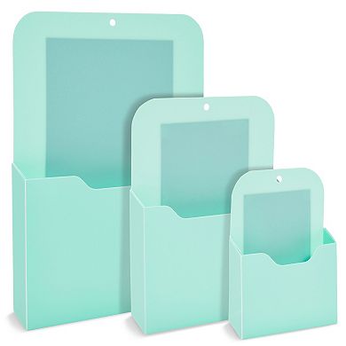 3 Piece Magnetic File Holder for Refrigerator, Organizer for Mail, Teal, 3 Sizes