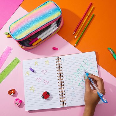 Rainbow Glitter Pencil Case for Girls, Cute School Supplies (9 x 4.6 x 2 in)