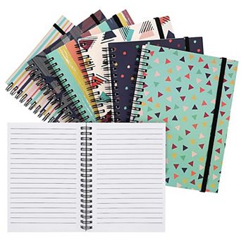 6 Pack Spiral Bound 5x7 Notebook, Lined Journal, Office Supplies, 6 Designs