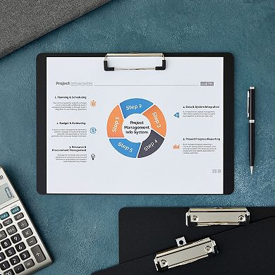 4 Pack Horizontal Black Plastic Clipboards With Low Profile Clip, 12.4 X 8.9 In