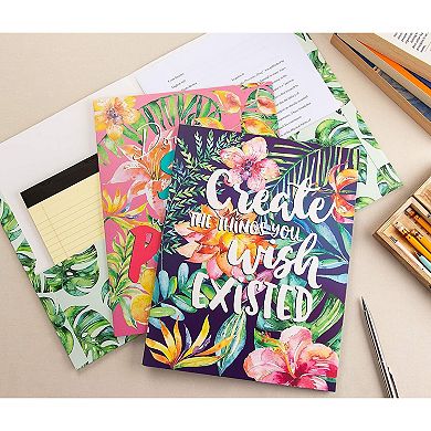 Tropical Pocket Folders with Motivational Quotes (12 x 9.25 In, 12 Pack)