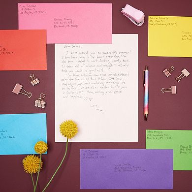 120 Pack #10 Windowless Colored Business Envelopes, 6 Colors, 4-1/8 X 9-1/2 In