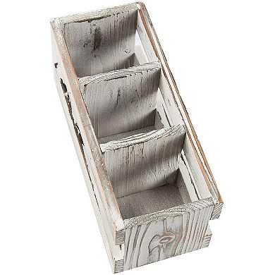 Rustic-style Desk Pencil Holder With 3 Compartments - Wooden Organizer For Pen