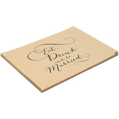 Sparkle and Bash Elegant Wedding Kraft Paper Placemats, 100 Count, 14.5 x 10.5 Inch