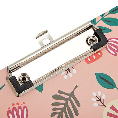 6 Pack Clipboards with Low Profile Clip and Hook, 6 Floral Designs, 9x12 In