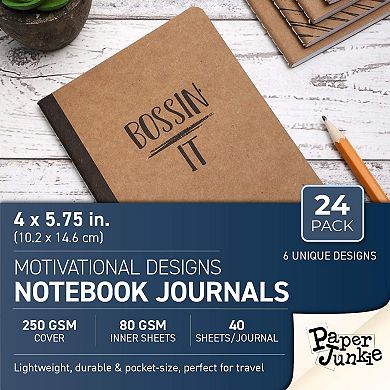 24pack Lined Motivational Notebooks, Blank Inspirational Journals, 4 X 5.75 In