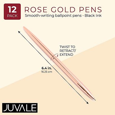 Rose Gold Ballpoint Pen Set (6.4 Inches, 12 Pack)