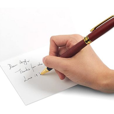 Rosewood Luxury Ballpoint Pen Gift Set Of 2 With Box And 2 Black Ink Refills