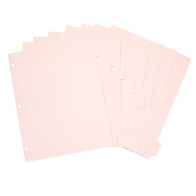 12 Set Pink 8 Tab Dividers For 3 Ring Binder, 96 Total Dividers, Letter Size