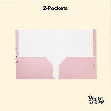 6 Pack School Folders with Pockets, 3 Hole Punched, 6 Designs, 9.5 x 12 In