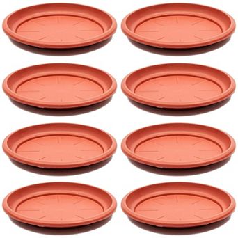 8 Pack Round Plastic Plant Saucer Drip Trays, Terracotta Planter Base (12 Inch)