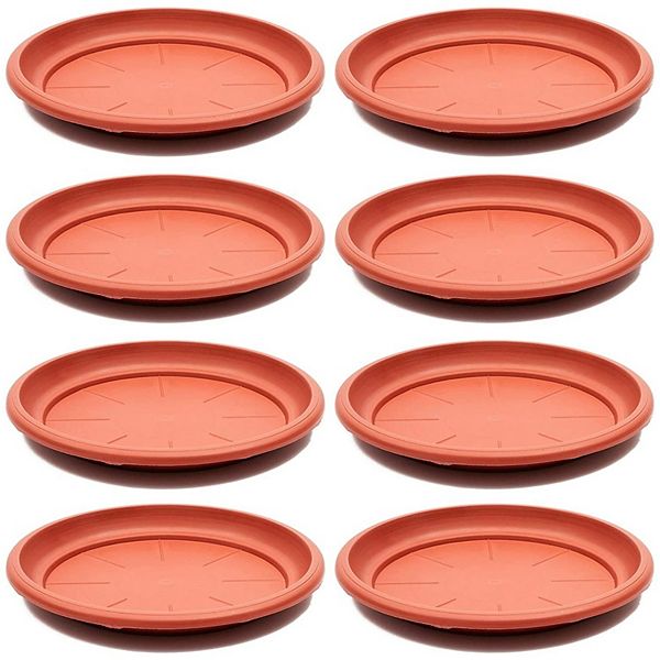 8 Pack Round Plastic Plant Saucer Drip Trays, Terracotta Planter Base
