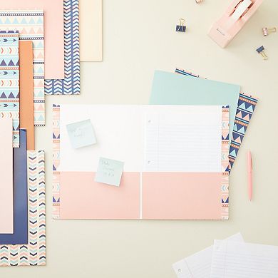 12 Pack Geometric 2 Pocket Folders, 6 Designs, 6 Colors (9.25x12 In)