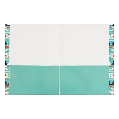 12 Pack Geometric 2 Pocket Folders, 6 Designs, 6 Colors (9.25x12 In)
