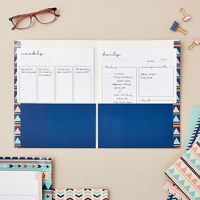 12 Pack Geometric 2 Pocket Folders, 6 Designs, 6 Colors (9.25x12 In)