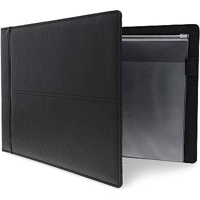 7 Ringed Business Check Binder for Checkbooks, Faux Leather Folder for 600 Checks (14 x 10 In)