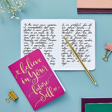 12 Pack Inspirational Notebooks With 56 Lined Pages, 6 Gold Foil Designs, 4x5.6"