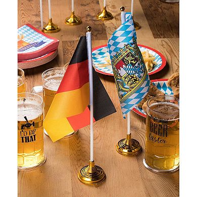 Bavarian and German Desk Flags for Oktoberfest Party Decorations (8x5 Inches, 24 Pieces)