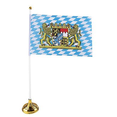 Bavarian and German Desk Flags for Oktoberfest Party Decorations (8x5 Inches, 24 Pieces)