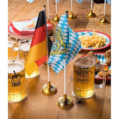 Bavarian and German Desk Flags for Oktoberfest Party Decorations (8x5 Inches, 24 Pieces)