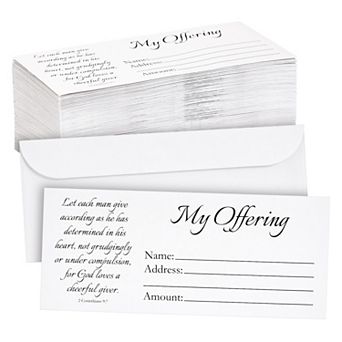 100-Pack My Offering Envelopes For Church Tithe Donation Bill Size White 7" x 3"