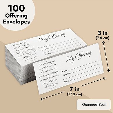 Church Offering Tithe Envelopes for Donations, Religious Occasions (White, 7 x 3 In, 100 Pack)