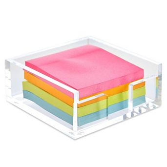 4x4-inch Acrylic Sticky Note Dispenser and Organizer for Desk