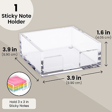 4x4-inch Acrylic Sticky Note Dispenser and Organizer for Desk