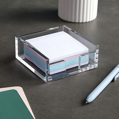 4x4-inch Acrylic Sticky Note Dispenser and Organizer for Desk
