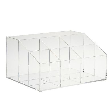 7 Compartment Desktop Organizer, Clear Acrylic Pen Holder (8.7 x 6.5 x 4.52 In)