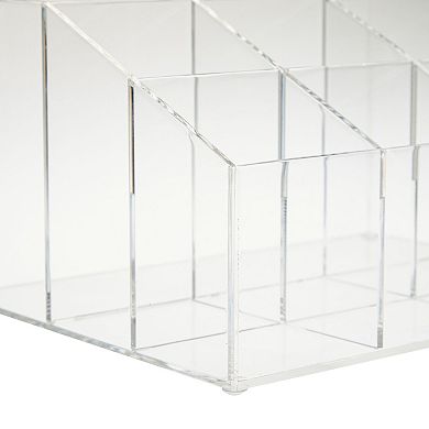 7 Compartment Desktop Organizer, Clear Acrylic Pen Holder (8.7 x 6.5 x 4.52 In)