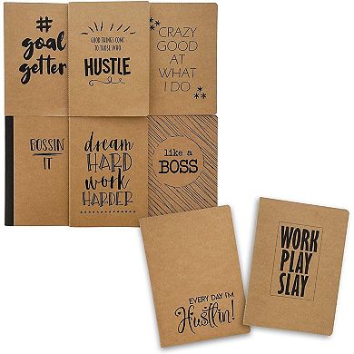 8 Pack Motivational Kraft Travel Journal Notebook for Coworkers (5.75x8.25, A5)