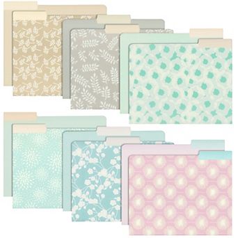 12-Pack Pastel Decorative File Folders for Women, 1/3 Cut Tabs, 11.5x9.5 in