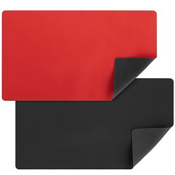 2 Pack Card Playmat For Mtg, Tcg, Board Games, Table Magic (black/red,24x14 In)
