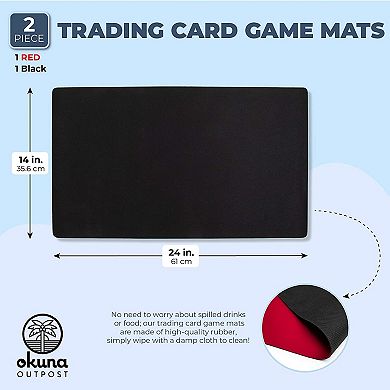 2 Pack Card Playmat For Mtg, Tcg, Board Games, Table Magic (black/red,24x14 In)