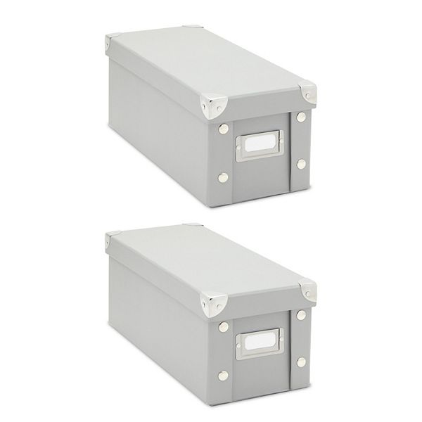 2 Pack CD Storage Boxes, Decorative DVD Holder Cases with Lids (5.5 x 5